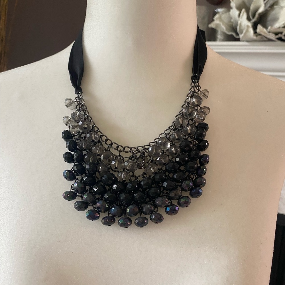 Statement Bib Necklace with Ribbon
